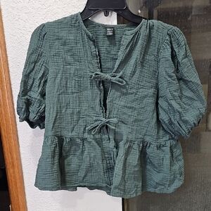 Green Puff Sleeve Top